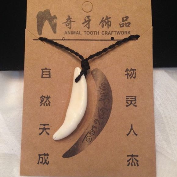 Vintage Boho Animal Tooth Necklace - Picture 1 of 3